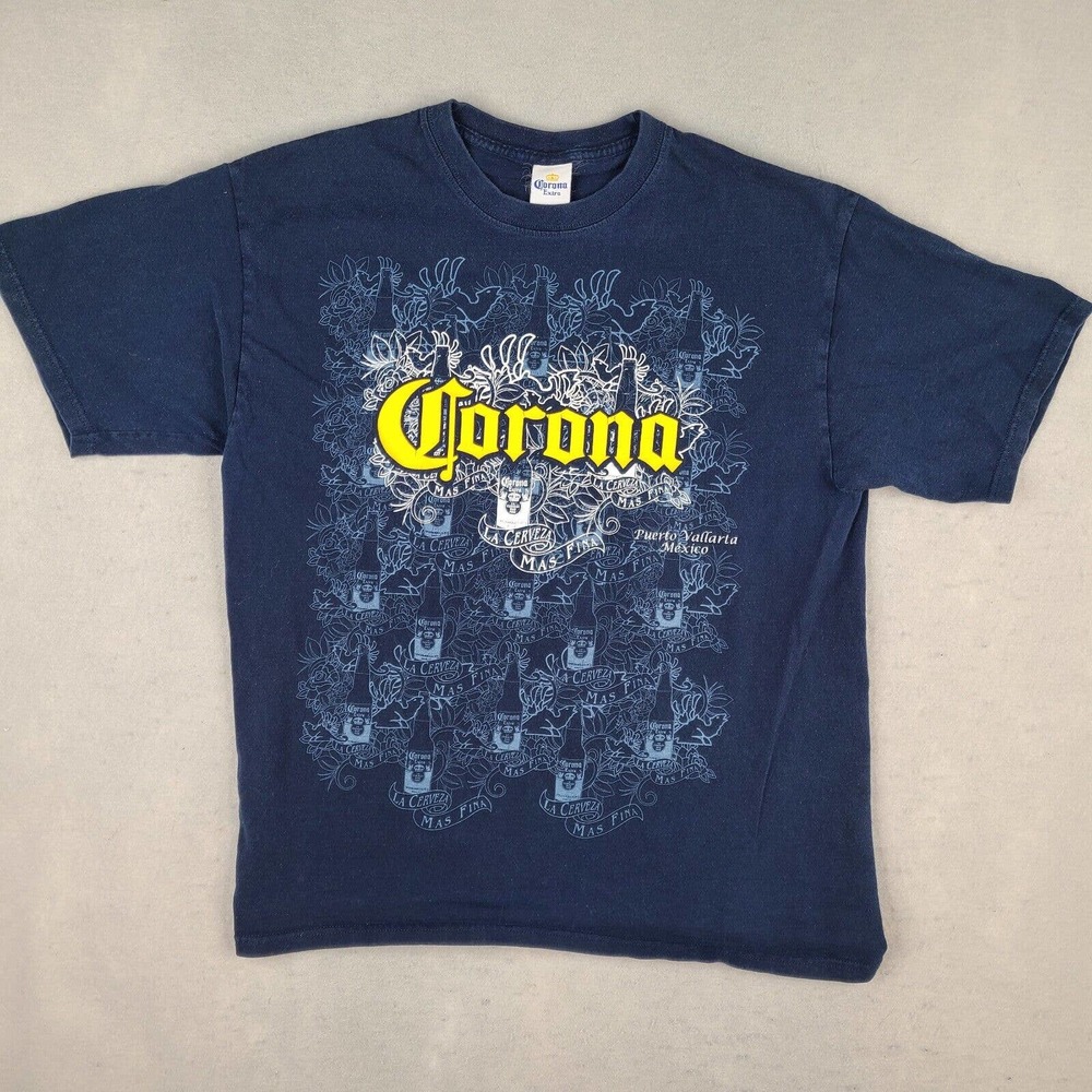 Corona Extra T-Shirt Men's‎ Medium Blue Puerto Vallarta Mexico Graphic Tee